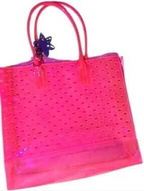 💖VINTAGE Y2K Juicy Couture Hot Pink Jelly Crown Beach Tote 👑
